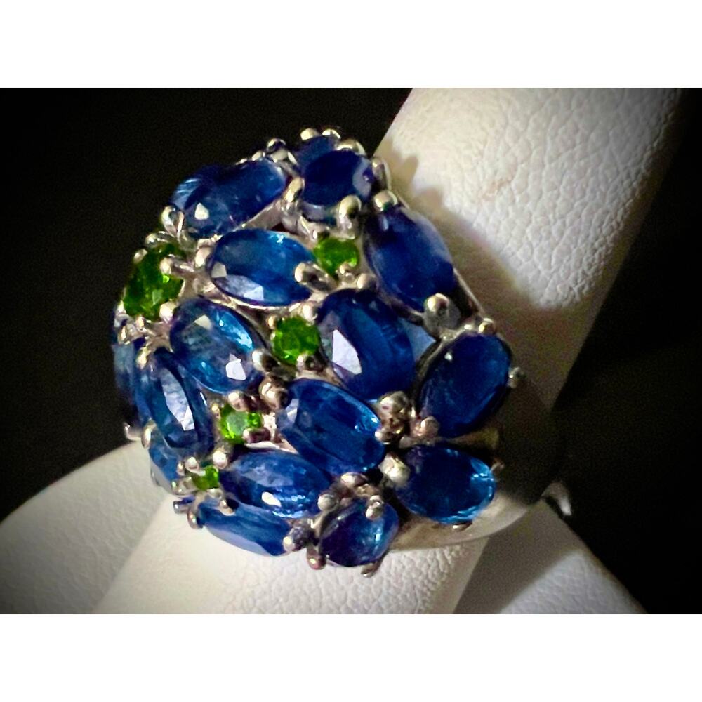 Massive Natural Kyanite Chrome Diopside Cluster Dome Ring - Picture 8 of 15